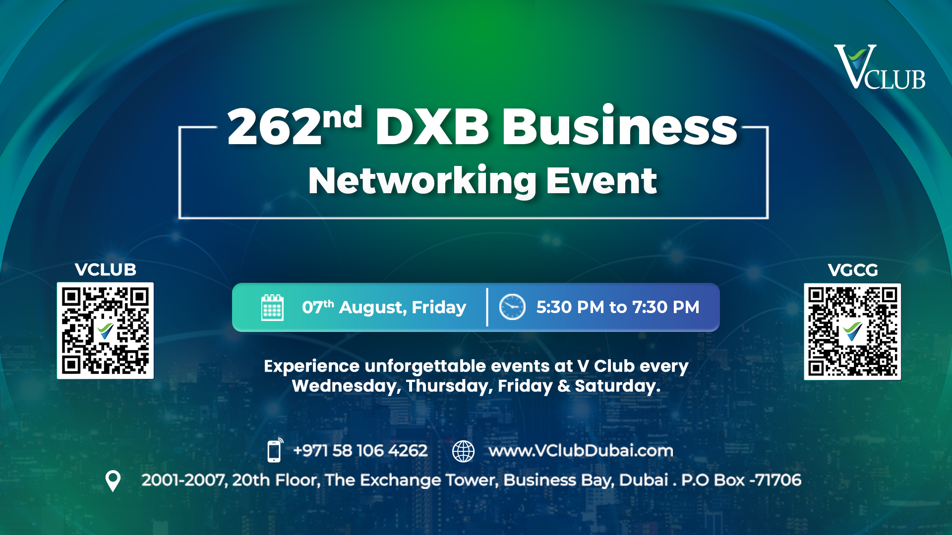 262nd DXB Business Networking Event |  V Club Dubai